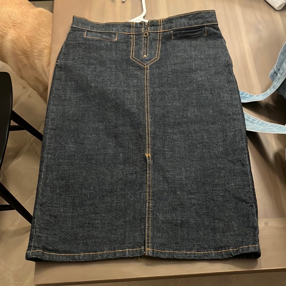 Heart Moon Star denim pencil skirt